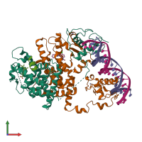 PDB entry 3e00 coloured by chain, front view.