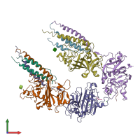 PDB entry 3e1i coloured by chain, front view.