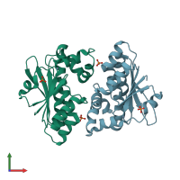 PDB entry 3e24 coloured by chain, front view.