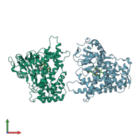 PDB entry 3e6i coloured by chain, front view.