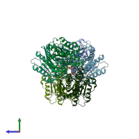 PDB entry 3ed1 coloured by chain, side view.