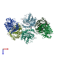 PDB entry 3ed1 coloured by chain, top view.