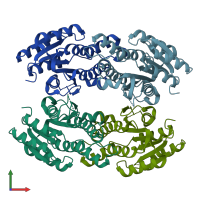 PDB entry 3edm coloured by chain, front view.