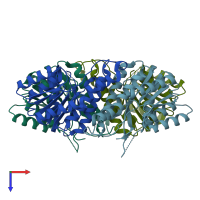 PDB entry 3edm coloured by chain, top view.