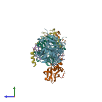 PDB entry 3egh coloured by chain, side view.