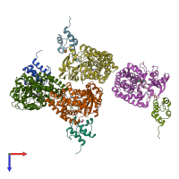 PDB entry 3ejd coloured by chain, top view.