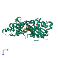 PDB entry 3eku coloured by chain, top view.