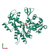 PDB entry 3el2 coloured by chain, front view.