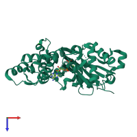 PDB entry 3el2 coloured by chain, top view.