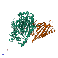 PDB entry 3en1 coloured by chain, top view.