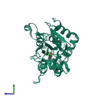 PDB entry 3en3 coloured by chain, side view.