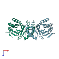 PDB entry 3enq coloured by chain, top view.