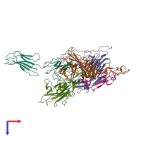 PDB entry 3epf coloured by chain, top view.