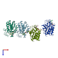 PDB entry 3esy coloured by chain, top view.