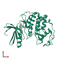 PDB entry 3ezv coloured by chain, front view.