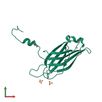 PDB entry 3f00 coloured by chain, front view.