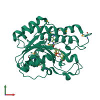 PDB entry 3f1k coloured by chain, front view.