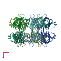 PDB entry 3f1z coloured by chain, top view.