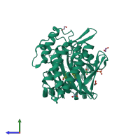 PDB entry 3f2n coloured by chain, side view.