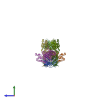 PDB entry 3f3g coloured by chain, side view.