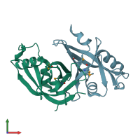 PDB entry 3f7e coloured by chain, front view.