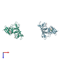 PDB entry 3f88 coloured by chain, top view.