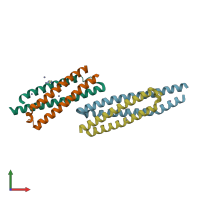 PDB entry 3fav coloured by chain, front view.