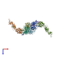 PDB entry 3fcu coloured by chain, top view.