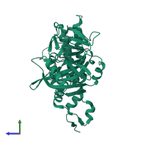 Protein mono-ADP-ribosyltransferase PARP3 in PDB entry 3fhb, assembly 1, side view.