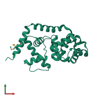 Monomeric assembly 1 of PDB entry 3fhf coloured by chemically distinct molecules, front view.