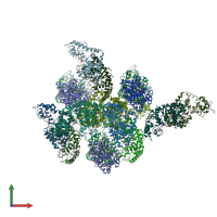 PDB entry 3fi0 coloured by chain, front view.