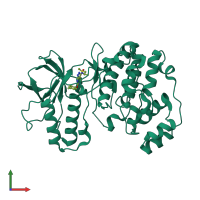 PDB entry 3fmm coloured by chain, front view.