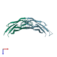 PDB entry 3fso coloured by chain, top view.