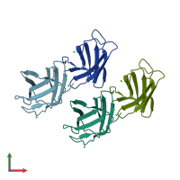 PDB entry 3ft1 coloured by chain, front view.