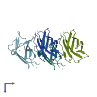 PDB entry 3ft1 coloured by chain, top view.