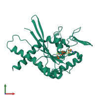 Monomeric assembly 2 of PDB entry 3ftq coloured by chemically distinct molecules, front view.