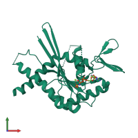 Monomeric assembly 3 of PDB entry 3ftq coloured by chemically distinct molecules, front view.