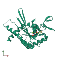 Monomeric assembly 4 of PDB entry 3ftq coloured by chemically distinct molecules, front view.