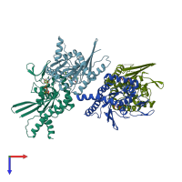 PDB entry 3ftq coloured by chain, top view.