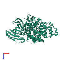 PDB entry 3fu0 coloured by chain, top view.