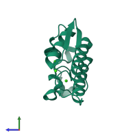 PDB entry 3fvj coloured by chain, side view.