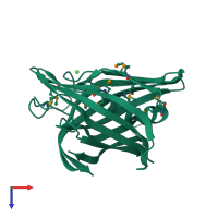 PDB entry 3fzx coloured by chain, top view.