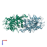 PDB entry 3g02 coloured by chain, top view.