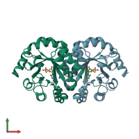 PDB entry 3g1v coloured by chain, front view.