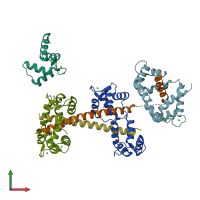 PDB entry 3g43 coloured by chain, front view.