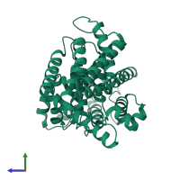 3',5'-cyclic-AMP phosphodiesterase 4B in PDB entry 3g45, assembly 2, side view.