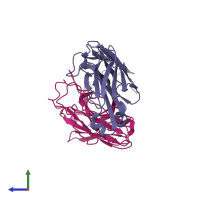 Hetero dimeric assembly 3 of PDB entry 3g6j coloured by chemically distinct molecules, side view.