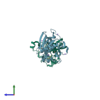 PDB entry 3g6n coloured by chain, side view.
