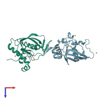 PDB entry 3g6n coloured by chain, top view.