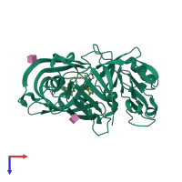 Monomeric assembly 1 of PDB entry 3g6z coloured by chemically distinct molecules, top view.